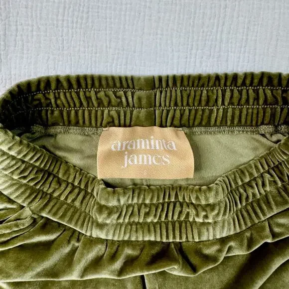Araminta James Velour Jogger Olive Green Women’s Small Pockets Y2K Velvet Lounge - Picture 3 of 13